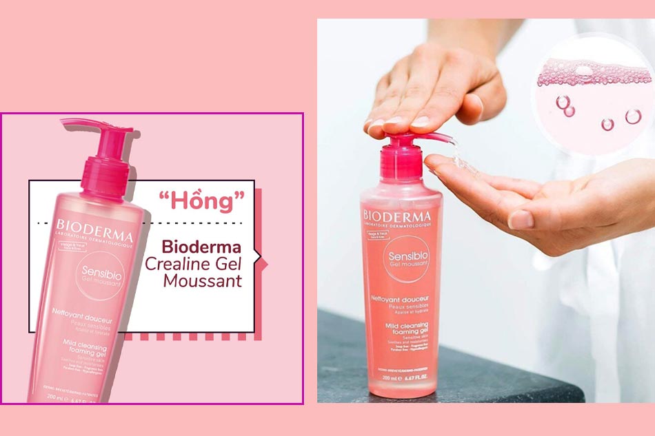 Sữa rửa mặt cho da nhạy cảm: Bioderma Sensibio H2O Gel Moussant màu hồng