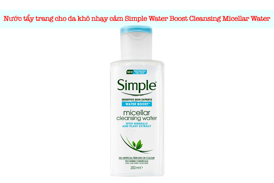 Nước tẩy trang cho da khô nhạy cảm Simple Water Boost Cleansing Micellar Water