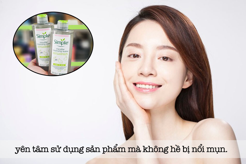 Dùng nước tẩy trang Simple có bị nổi mụn không?