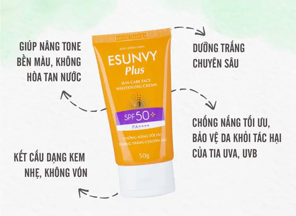 em chống nắng Esunvy Plus Sun Care Face Whitening Cream