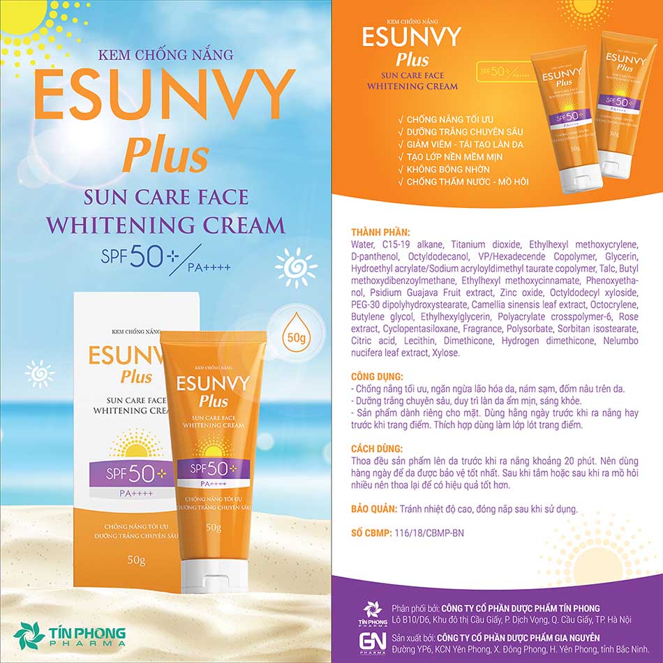 em chống nắng Esunvy Plus Sun Care Face Whitening Cream